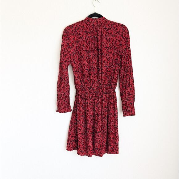 Zadig & Voltaire Rinka Red/Black Floral Print Long Sleeve Mini Dress, size S - Picture 2 of 8